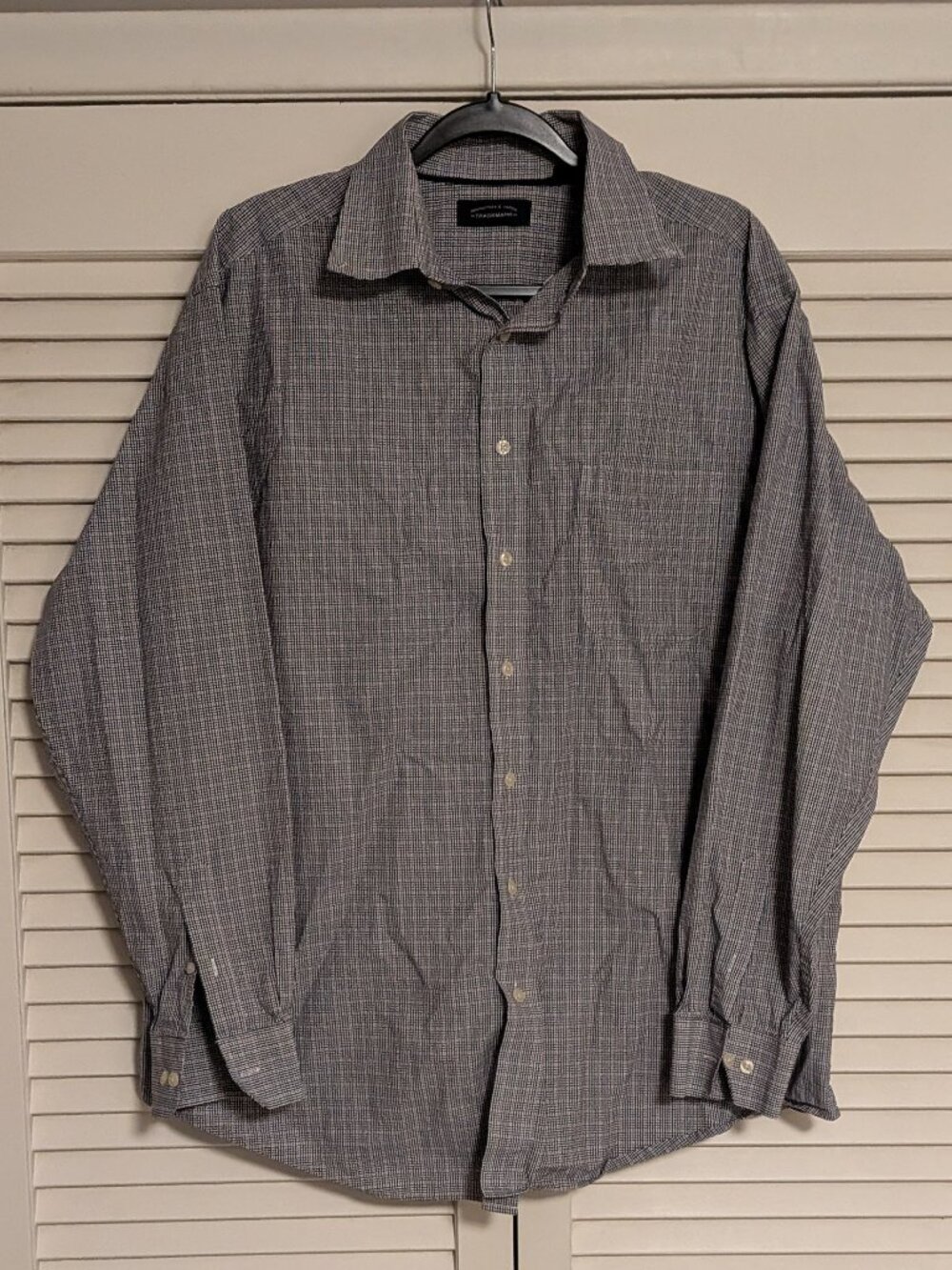 Roundtree & Yorke Navy/Red/White Checkered Trademark Button Down Long Sleeve XLT
